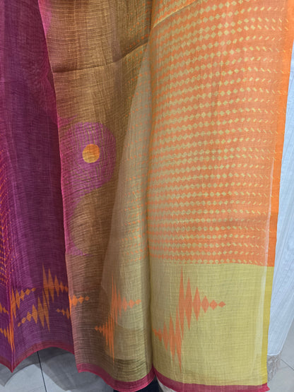 Printed silk linen Dupatta