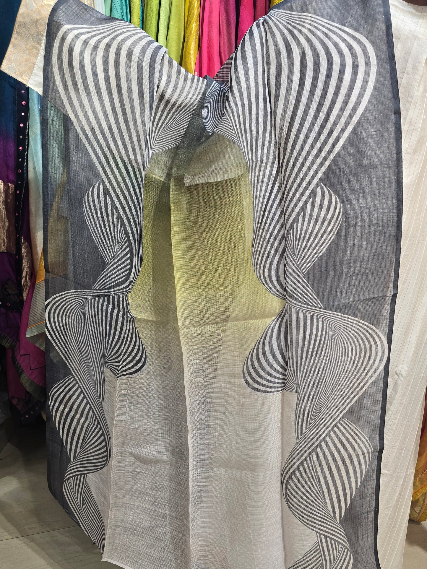 Printed silk linen Dupatta