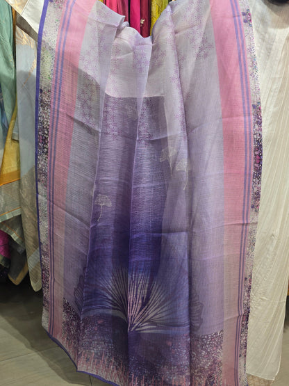 Printed silk linen Dupatta