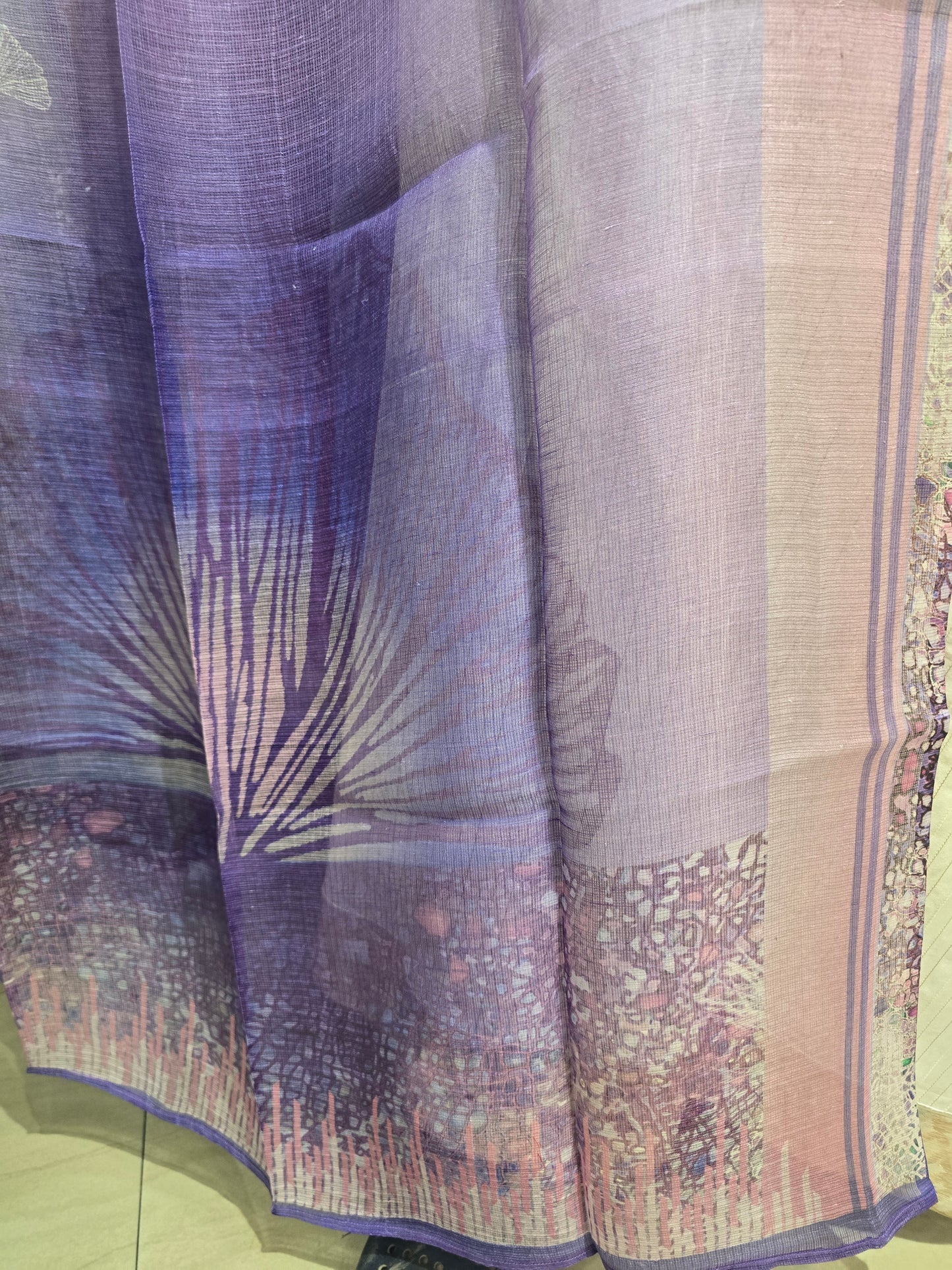 Printed silk linen Dupatta