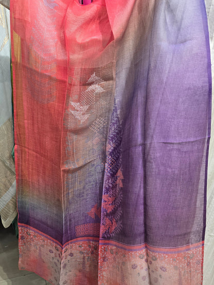 Printed silk linen Dupatta