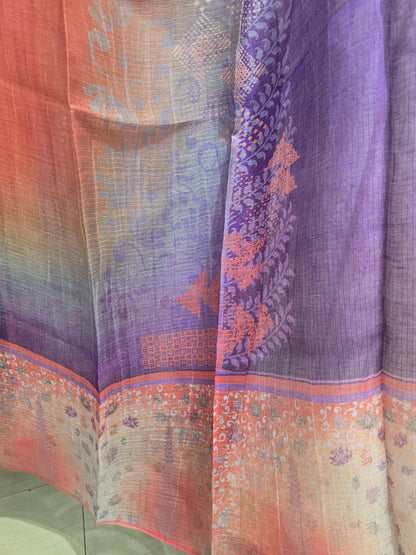 Printed silk linen Dupatta