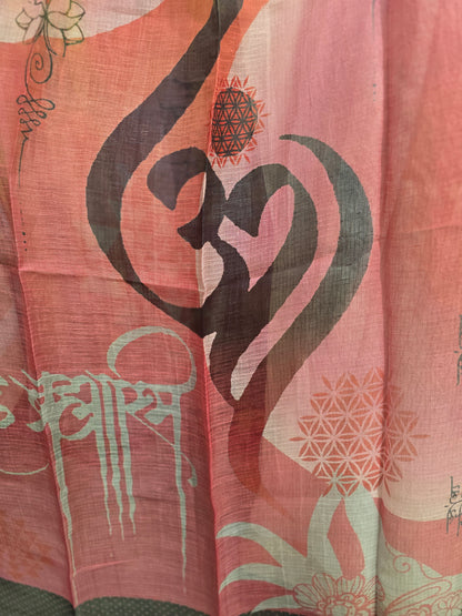 Printed silk linen Dupatta