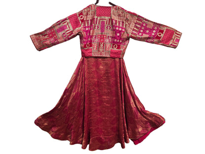 Stitched Chanderi brocade skirt set