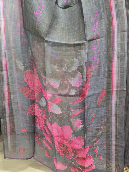 Printed silk linen Dupatta