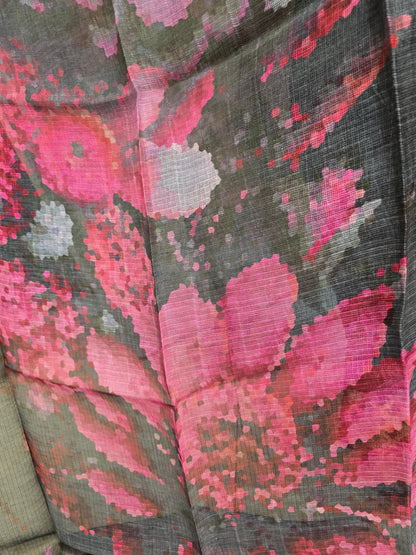 Printed silk linen Dupatta