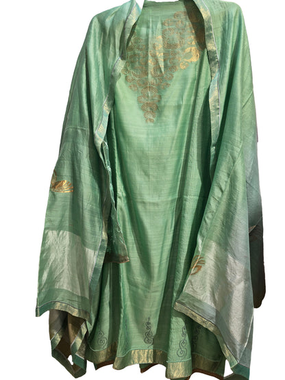 Semi Stitched Formal chanderi Suitset