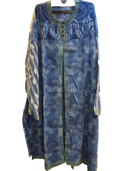 Semi Stitched Cotton Indigo blockprinted Kurta