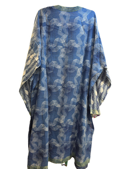 Semi Stitched Cotton Indigo blockprinted Kurta