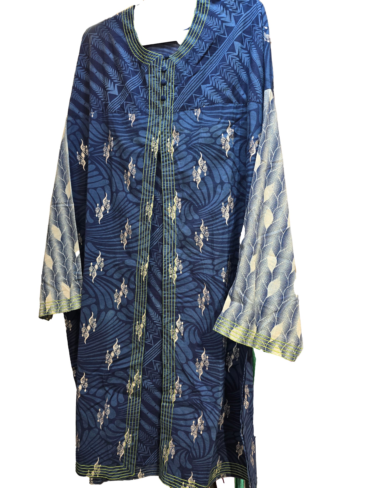 Semi Stitched Cotton Indigo blockprinted Kurta