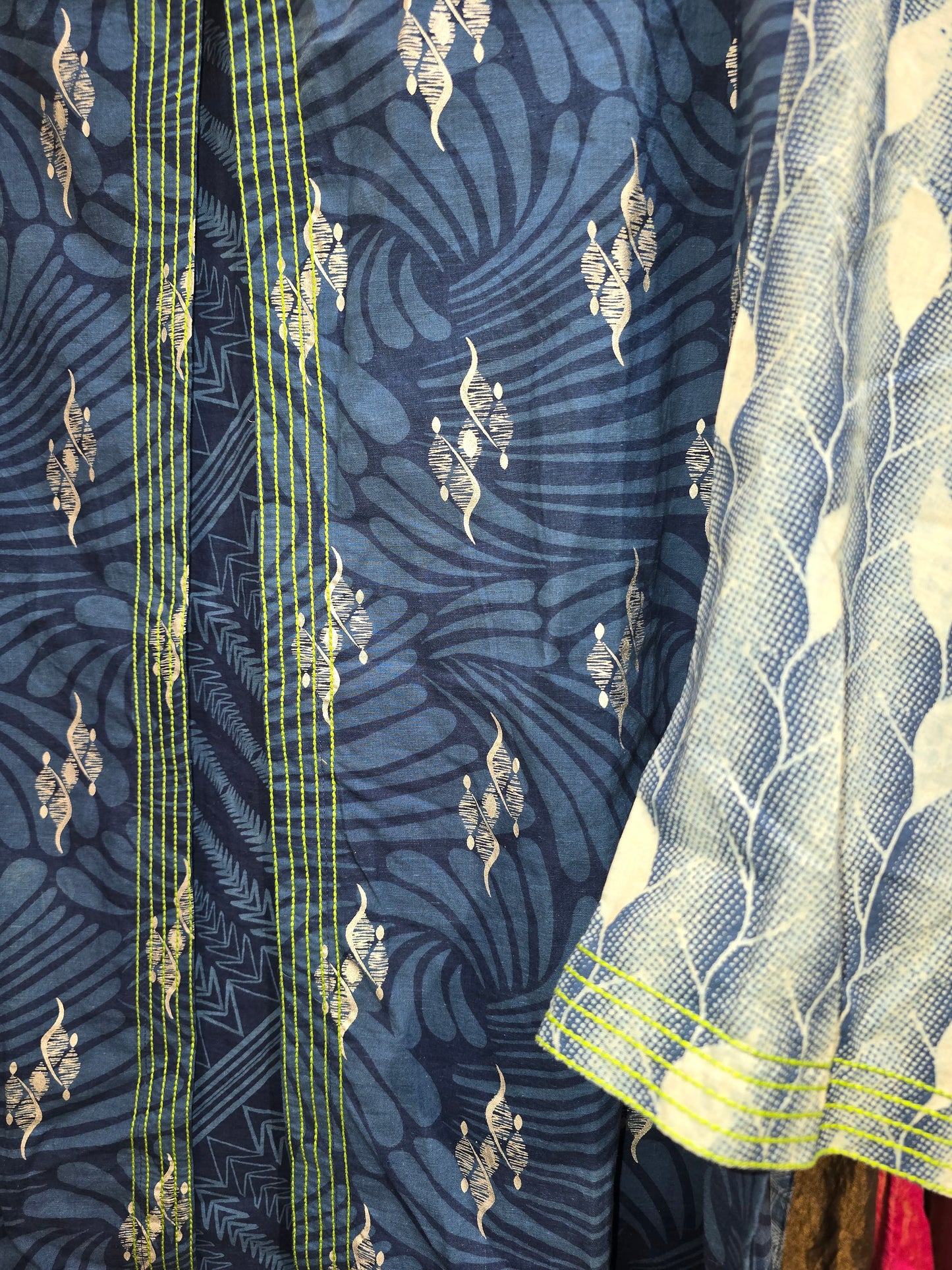 Semi Stitched Cotton Indigo blockprinted Kurta