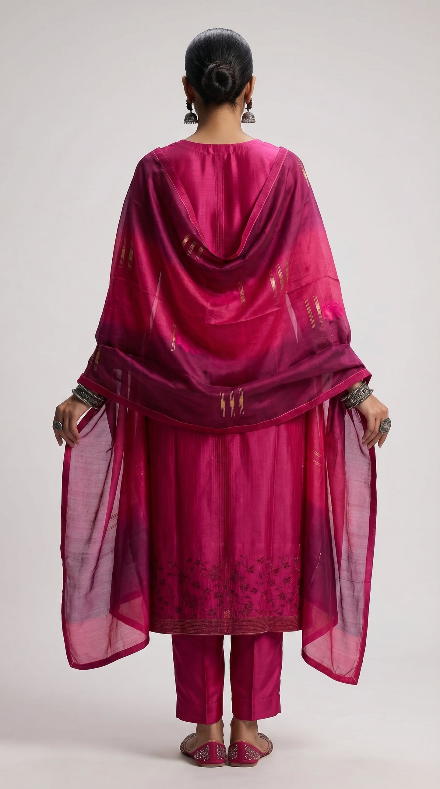 Semi Stitched Chanderi Formal Suitset