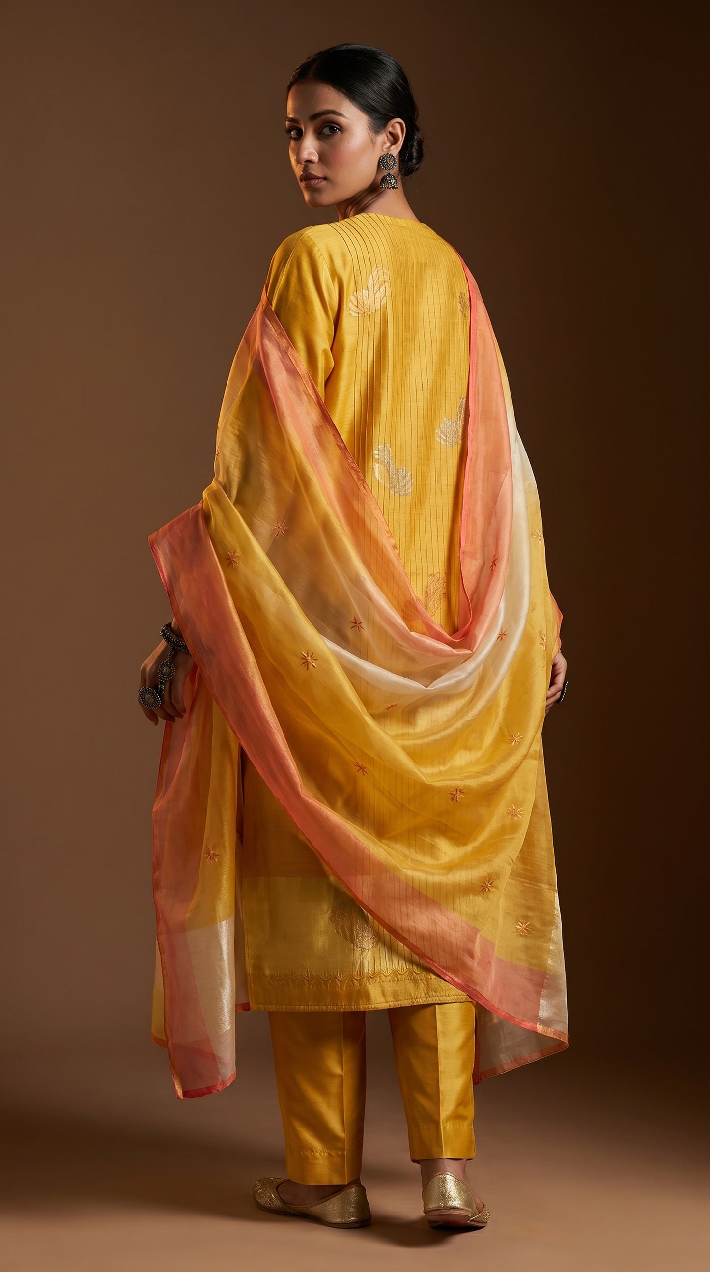 Semi Stitched Chanderi Formal Suitset