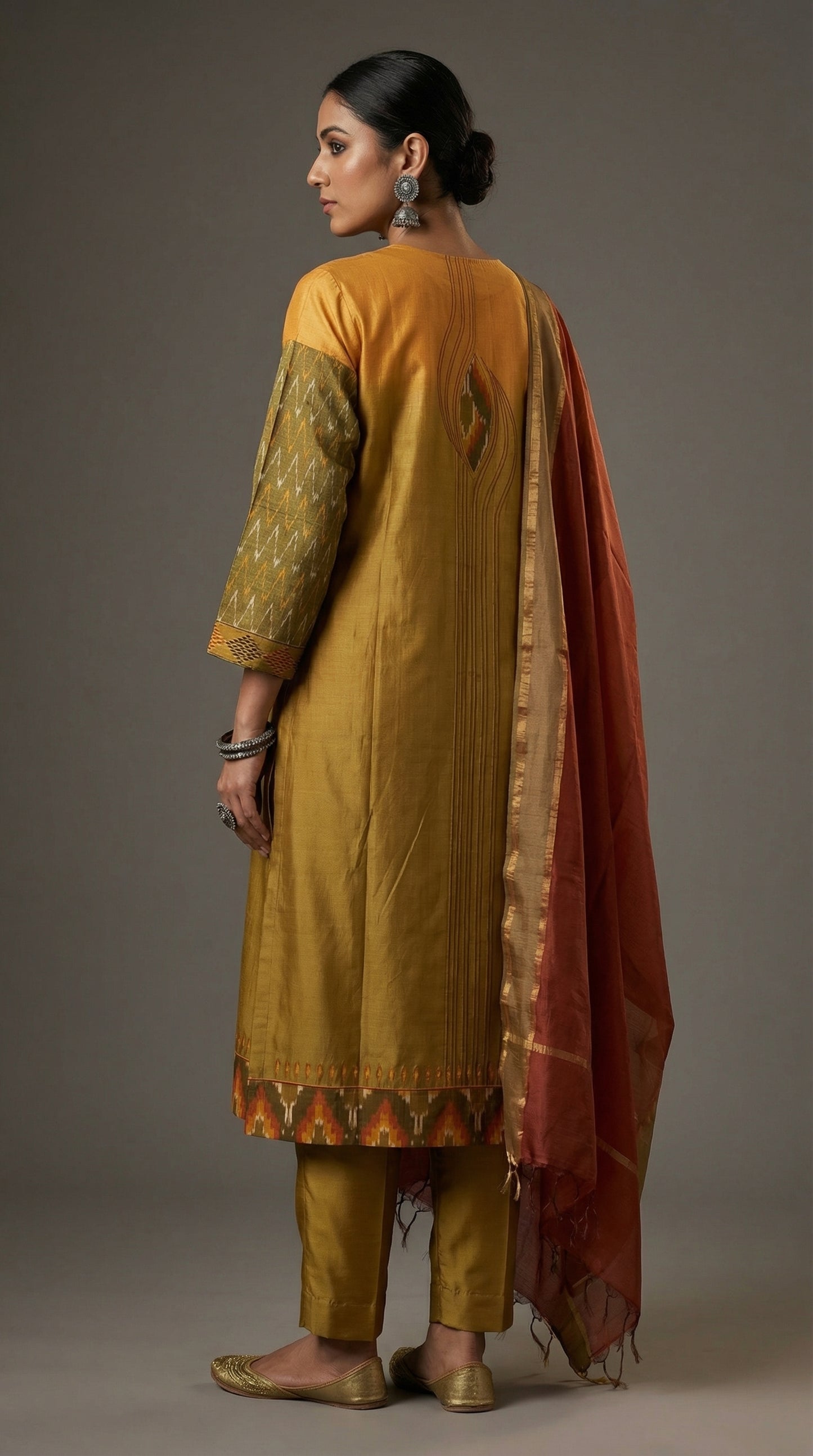 Semi Stitched Chanderi Formal Suitset