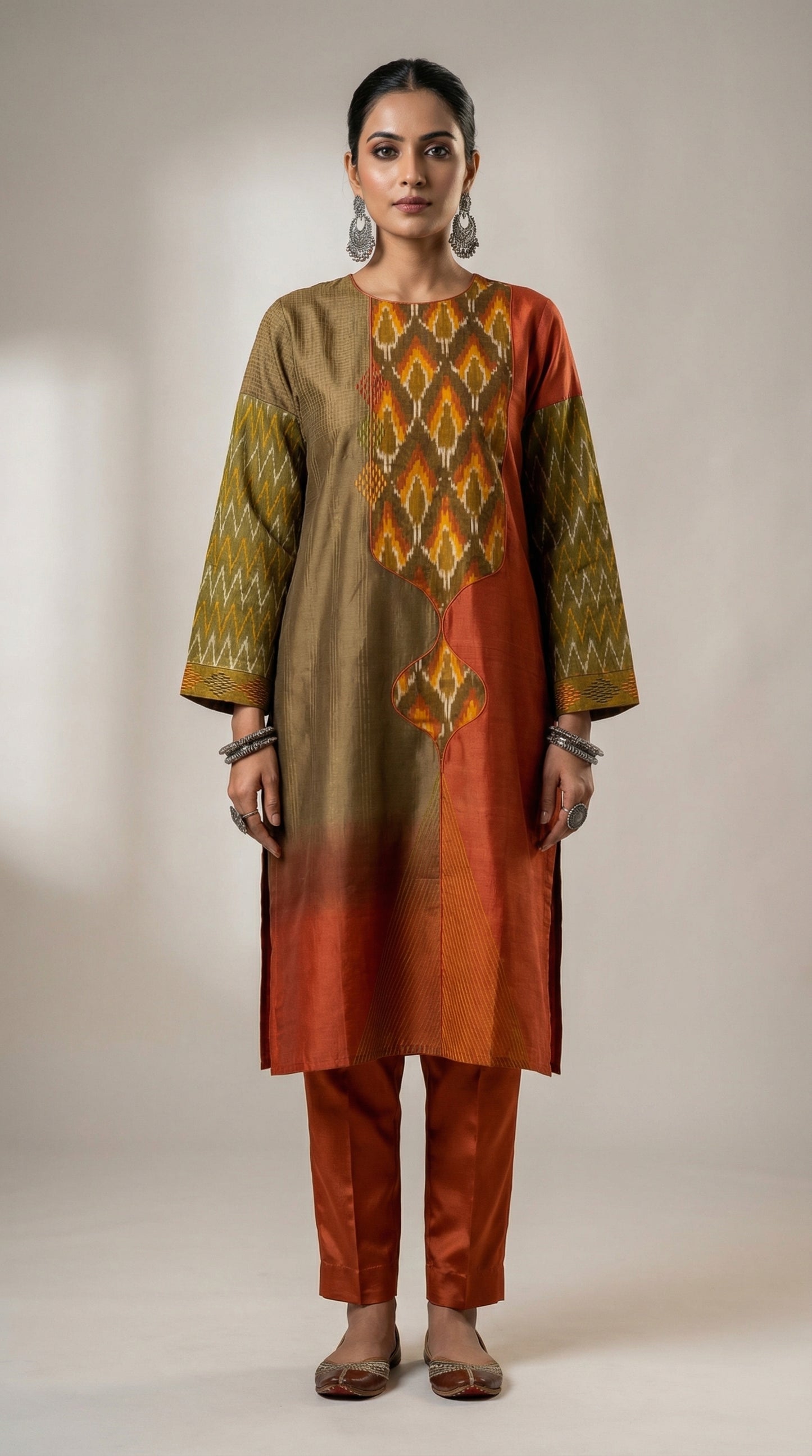 Semi Stitched Formal Chanderi Kurta