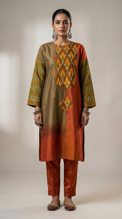 Semi Stitched Formal Chanderi Kurta