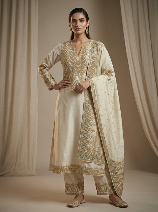 Customised Chanderi Embroidered set