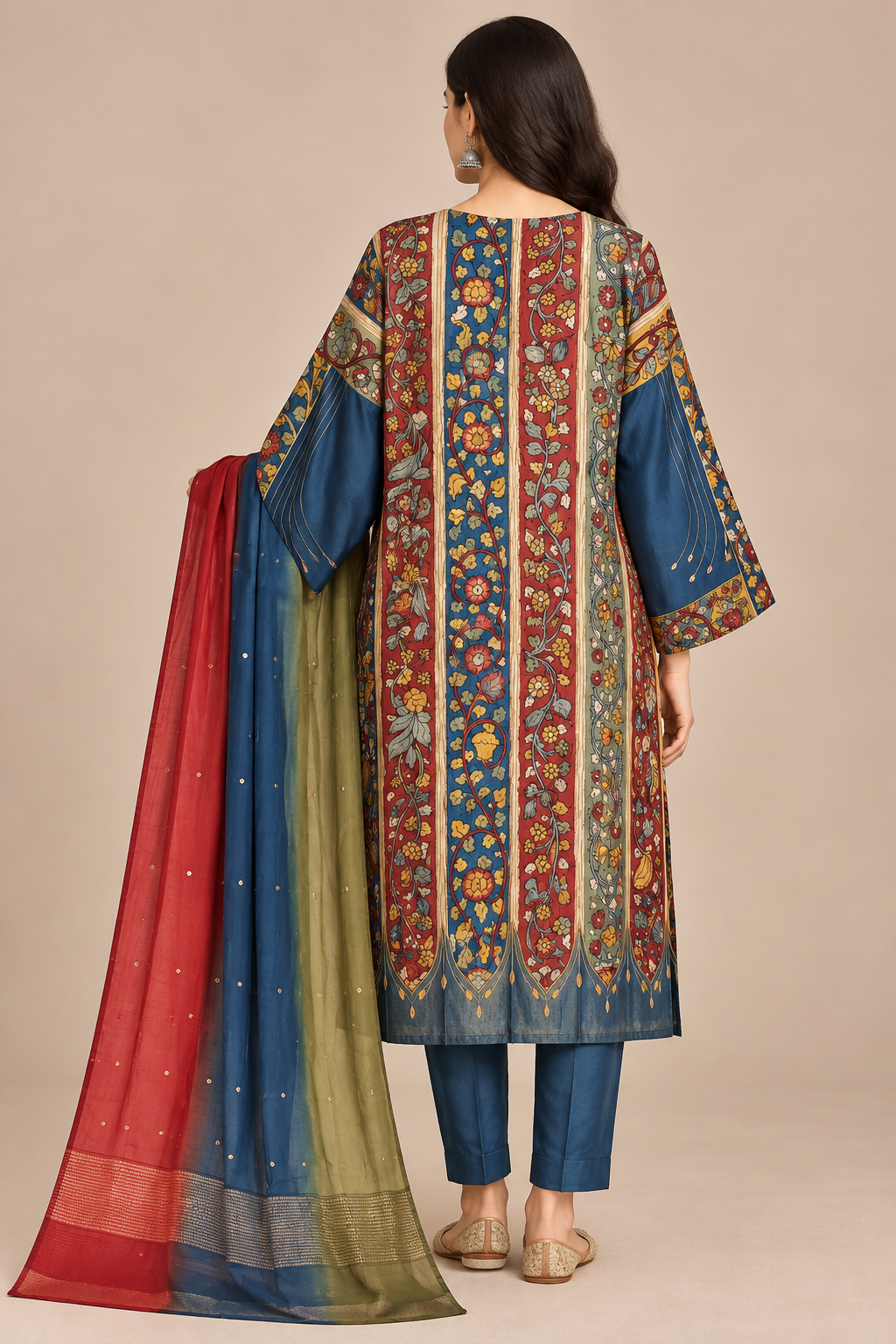 Semi Stitched Chanderi Formal Suitset