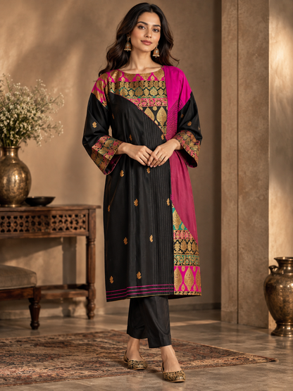 Semi Stitched Chanderi  Formal kurta