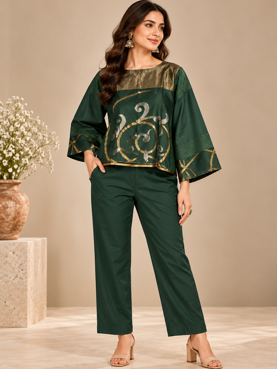 Semi Stitched Chanderi Ɓlouse
