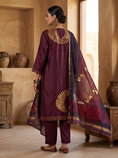 Semi Stitched Chanderi Formal Suitset