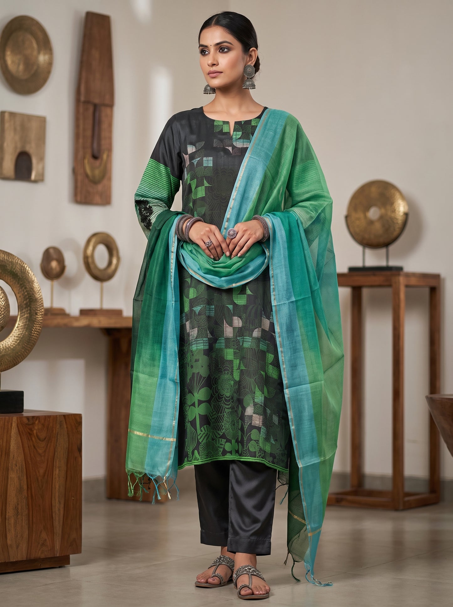 Semi Stitched Cotton Casual Suitset
