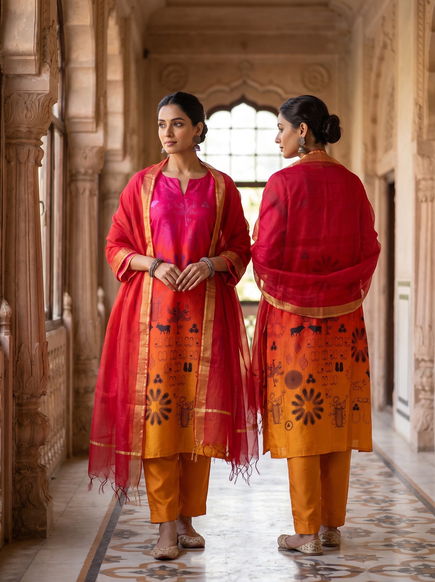 Semi Stitched Chanderi Casual Suitset