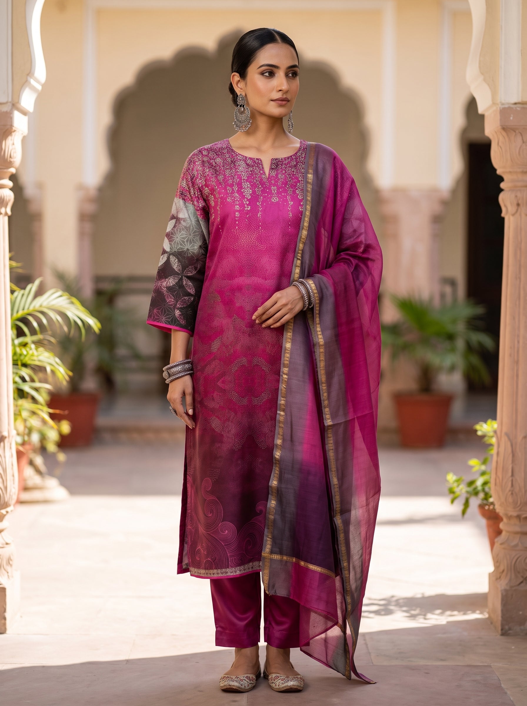 Semi Stitched Chanderi Casual Suitset VISHAL KAPUR
