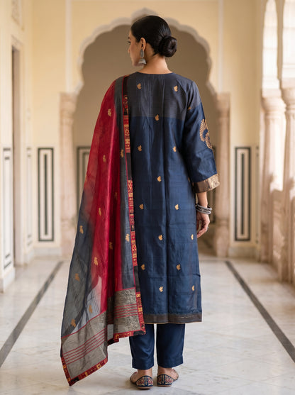 Semi Stitched Chanderi Formal Suitset