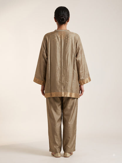 SemiStitched Chanderi Zari Woven Tunic