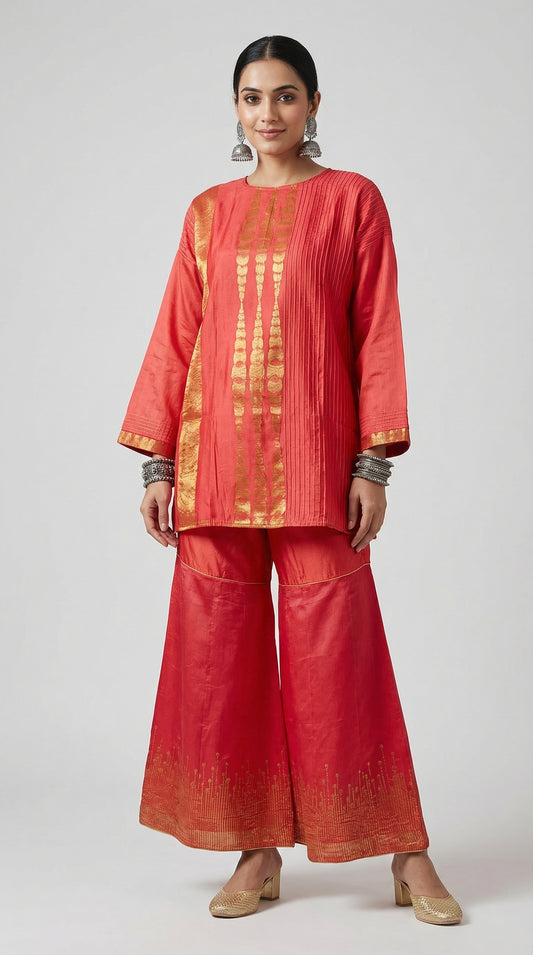 Indowestern chanderi formal coordset