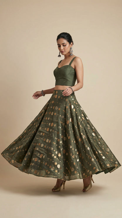 Formal chanderi zariwoven Skirt (VKSKT01MAR16a)