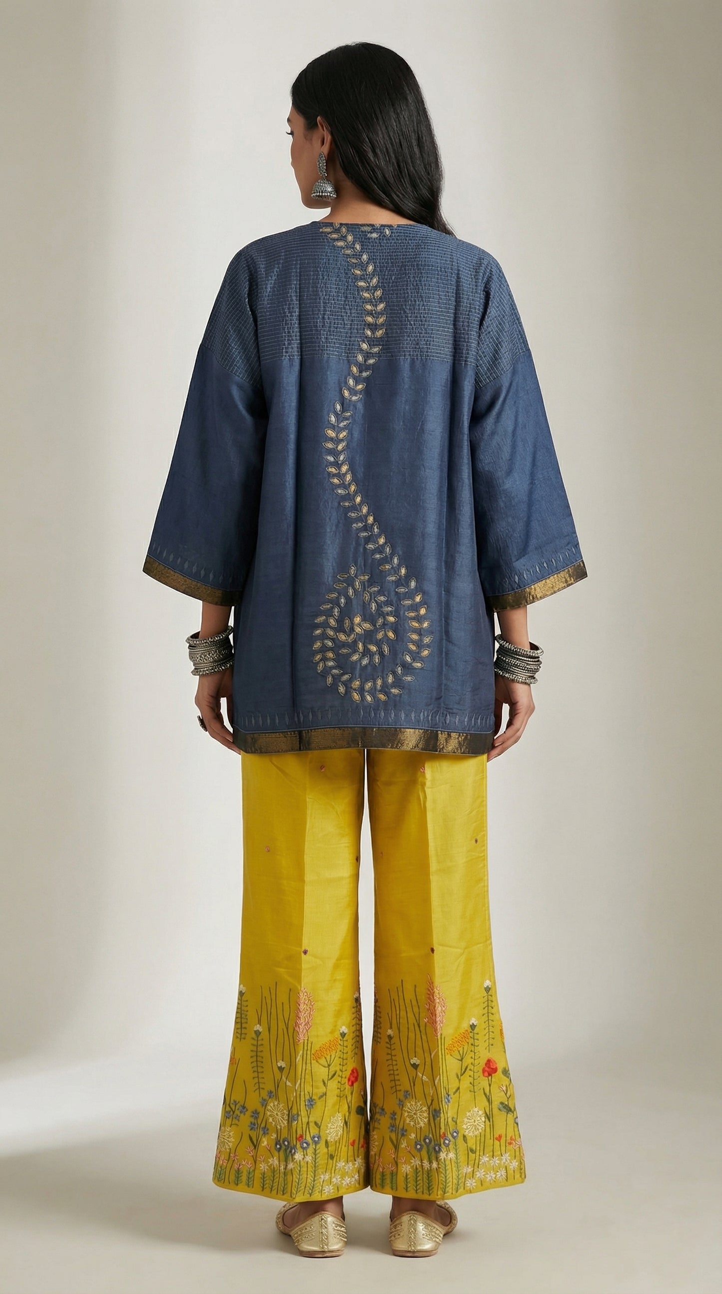 Formal chanderi Embroidered Indowestern set