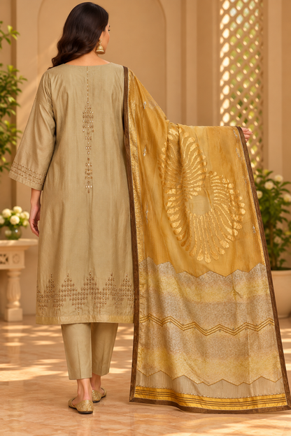 Semi Stitched Chanderi Formal Suitset