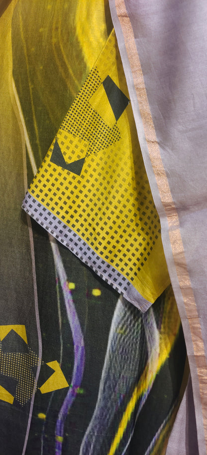 Semi Stitched Chanderi Casual Suitset