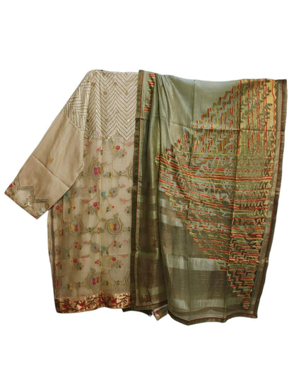 Semi Stitched Chanderi Formal Suitset