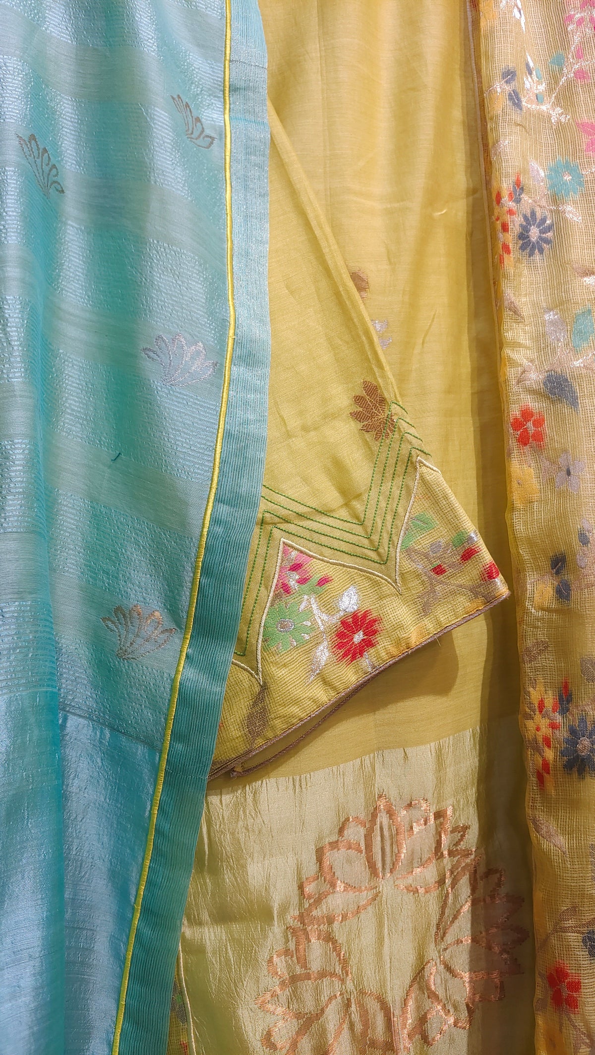 Semi Stitched Chanderi Formal Suitset