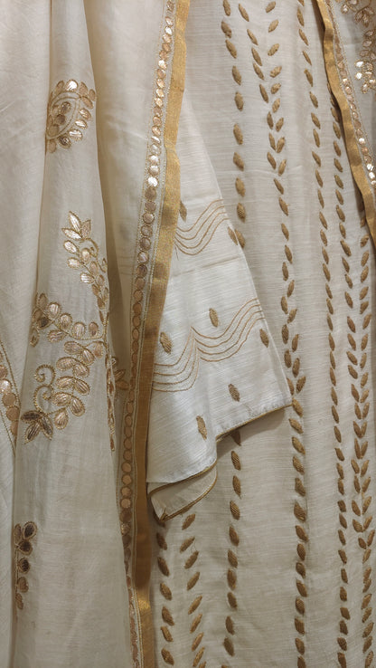 Semi Stitched Chanderi Formal Suitset