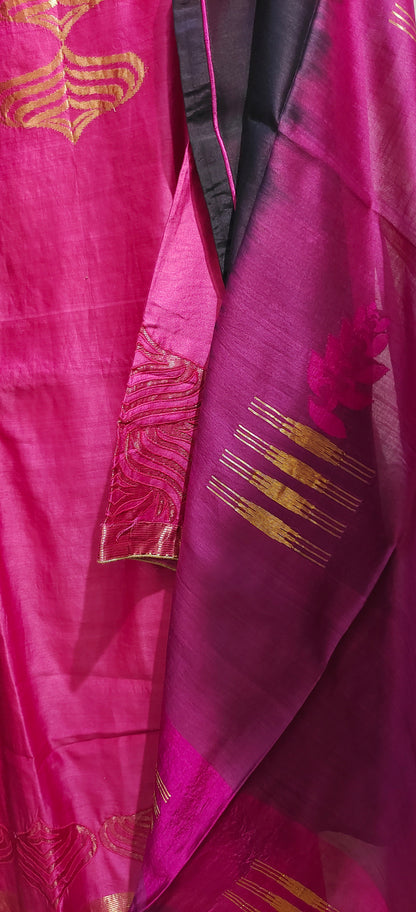 Semi Stitched Formal chanderi Suitset