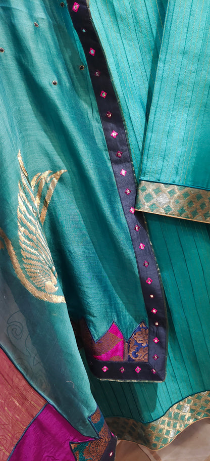 Semi Stitched Formal chanderi Suitset