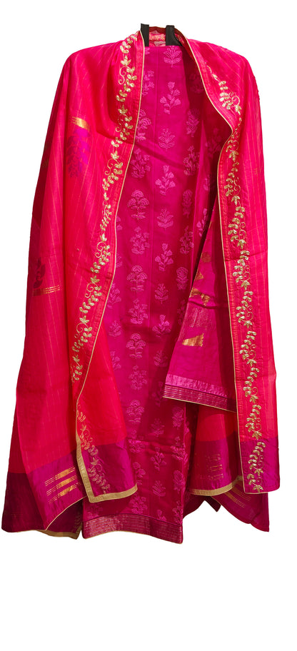 Semi Stitched Formal chanderi Suitset