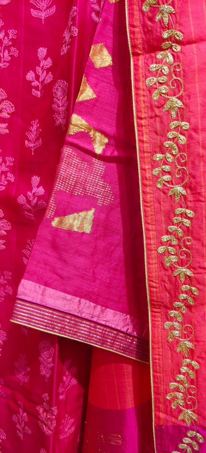 Semi Stitched Formal chanderi Suitset