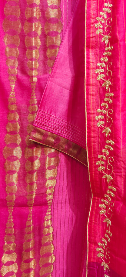 Semi Stitched Formal chanderi Kurta
