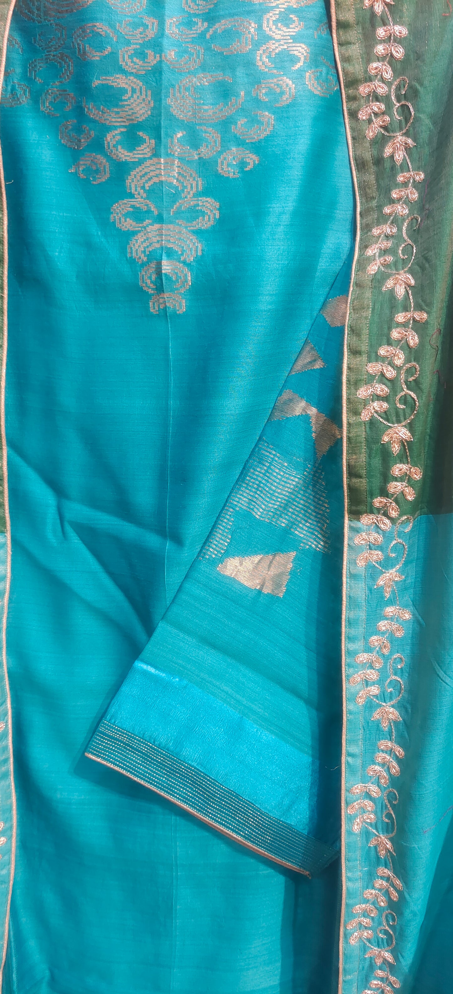 Semi Stitched Formal chanderi Kurta