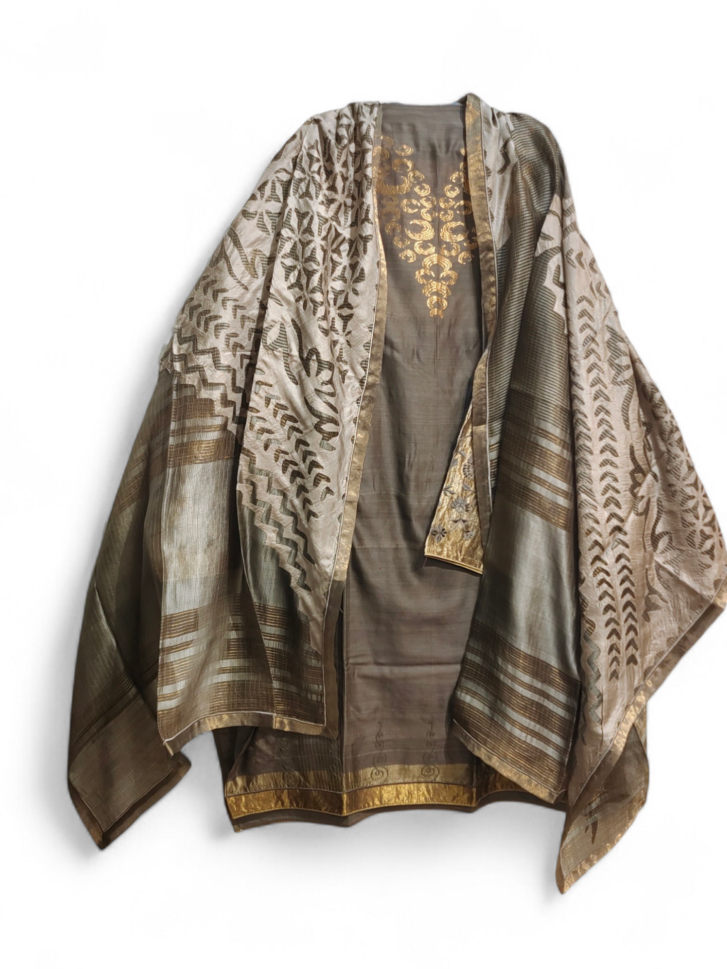 Semi Stitched Formal chanderi Suitset