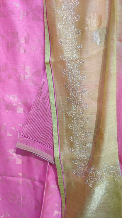 Semi Stitched Chanderi Formal Suitset