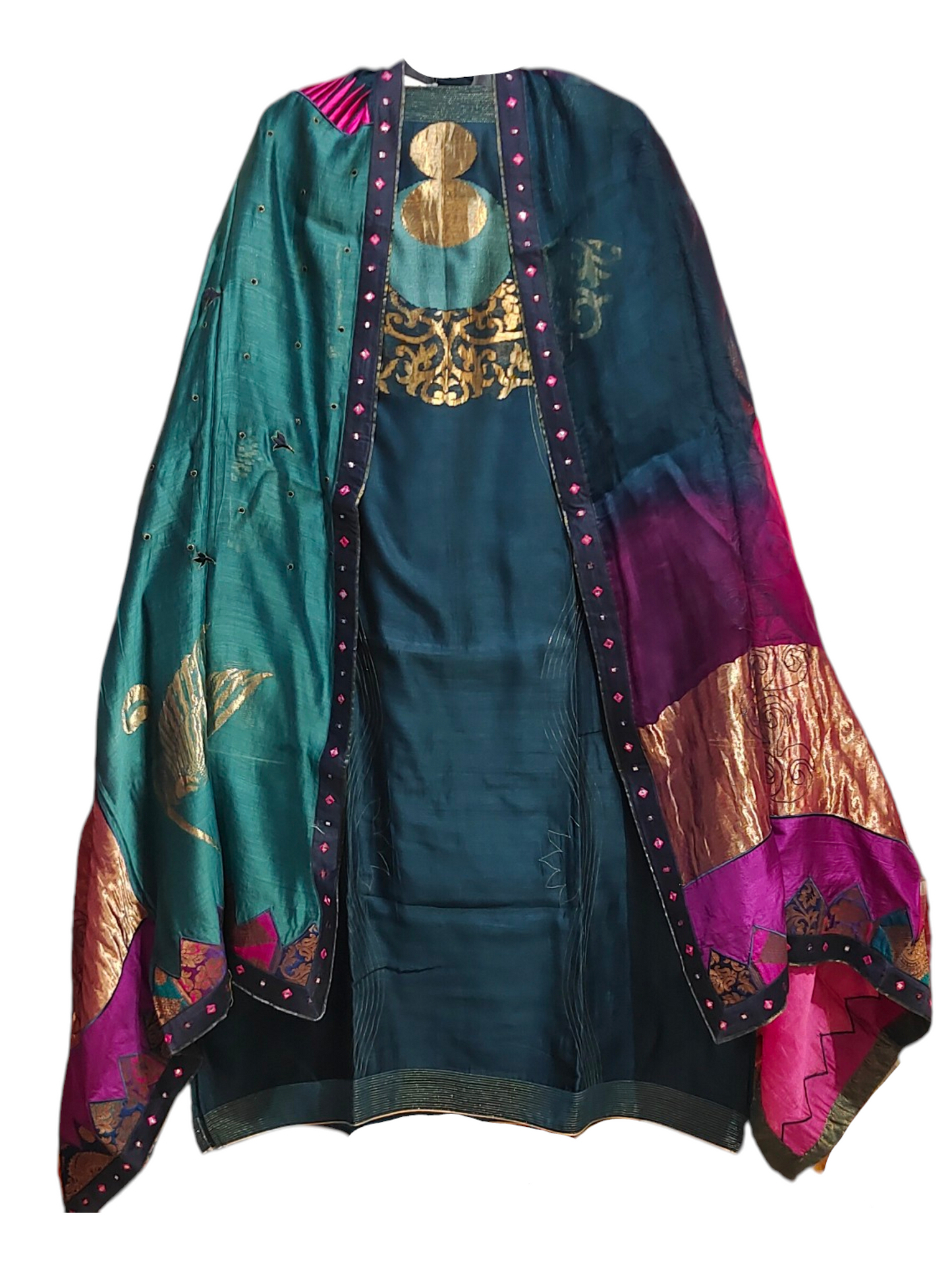 Semi Stitched Chanderi Formal Suitset