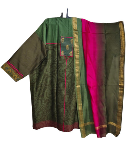 Semi Stitched Chanderi Formal Suitset