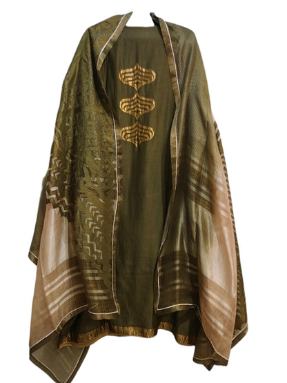 Semi Stitched Chanderi Formal Suitset