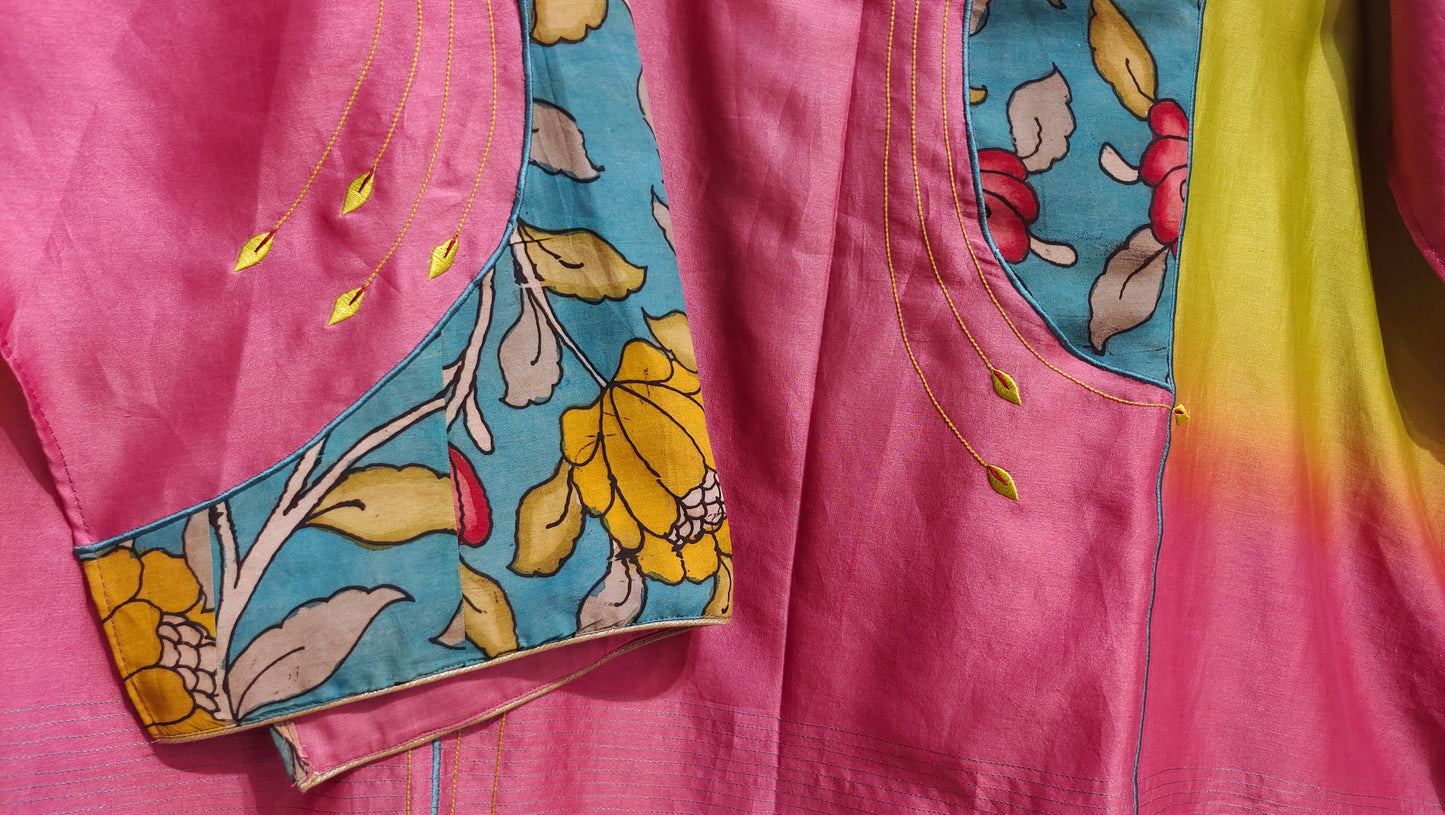 Semi Stitched Chanderi Kalamkari Short Tunic